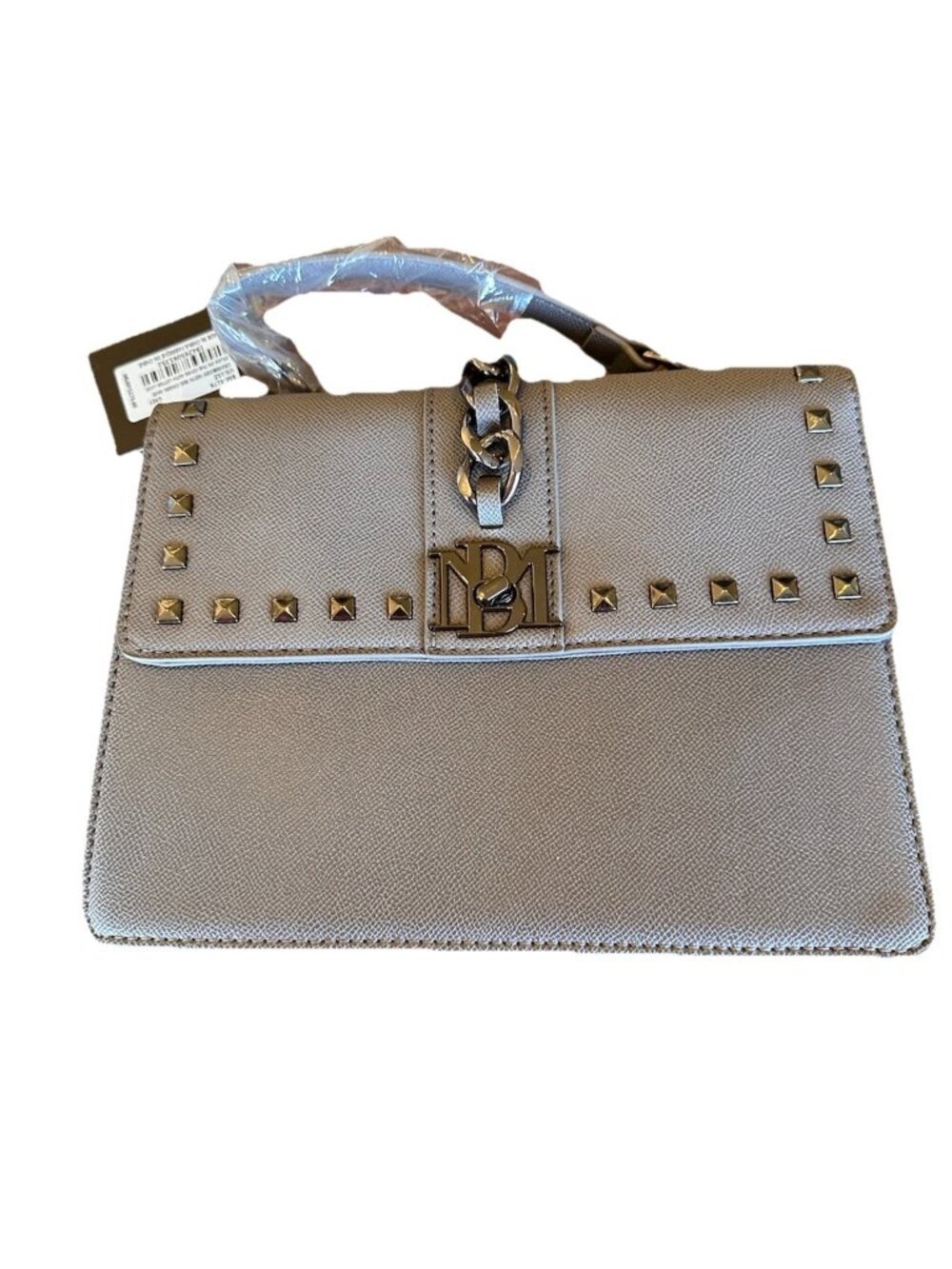 NWT Badgley Mischka Grey Crossbody Big Chain & Studs MSRP $179